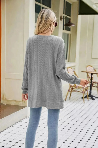 Long Sleeve Pocketed Cardigan - Bad Moms Club