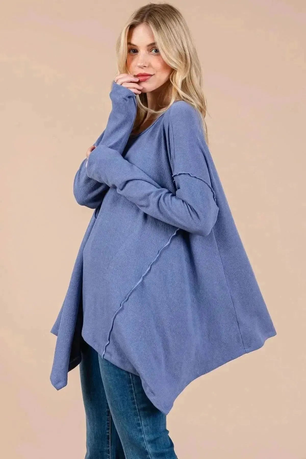 Ces Femme Asymmetrical Long Sleeve top - Bad Moms Club