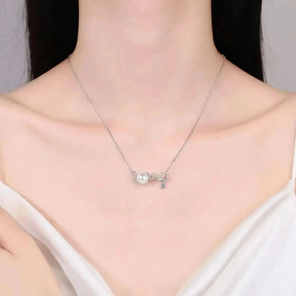 Pearl Moissanite 925 Sterling Silver Necklace - Bad Moms Club