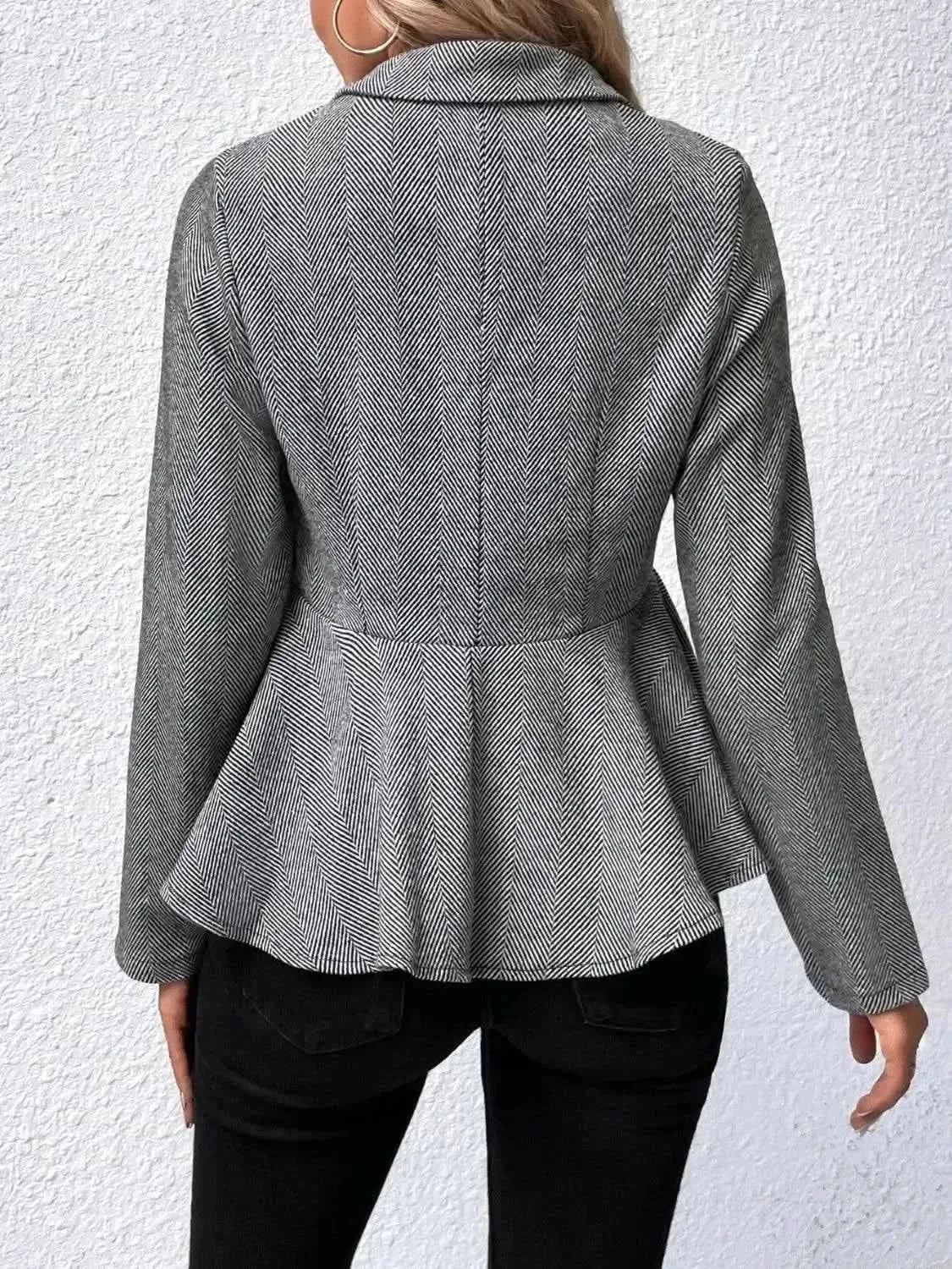 Ruffle Hem Collared Blazer - Bad Moms Club