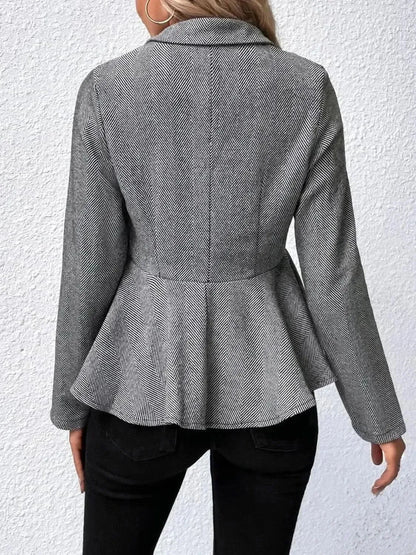 Ruffle Hem Collared Blazer - Bad Moms Club