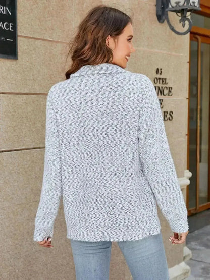 Zip-Up Collared Cardigan with Pockets - Bad Moms Club