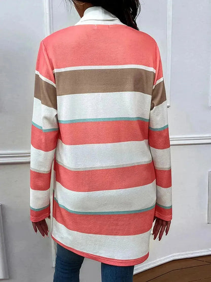 Striped Open Front Longline Cardigan - Bad Moms Club