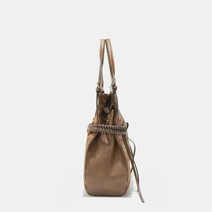 Nicole Lee USA Side Braided Tassel Inlaid Rhinestone Embroidery Hobo Bag - Bad Moms Club