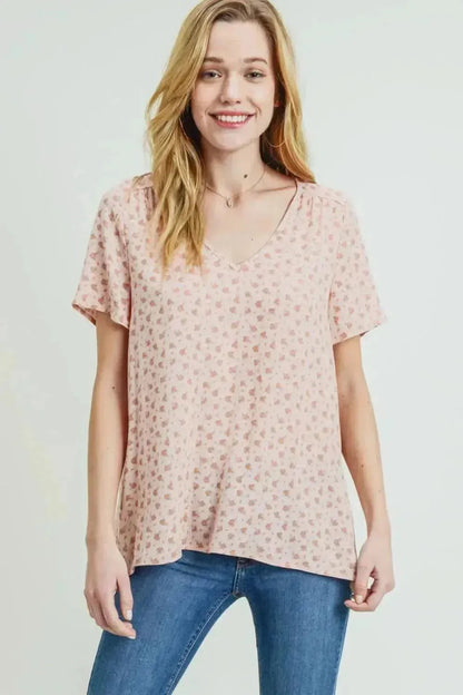 Cotton Bleu by Nu Label Printed V-Neck Short Sleeve T-Shirt - Bad Moms Club