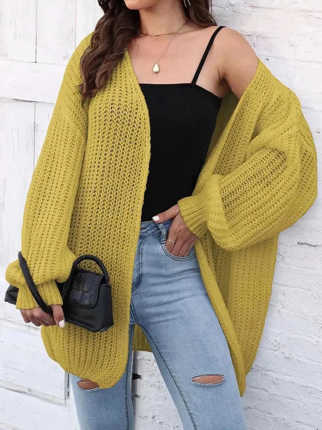 Open Front Dropped Shoulder Longline Cardigan - Bad Moms Club