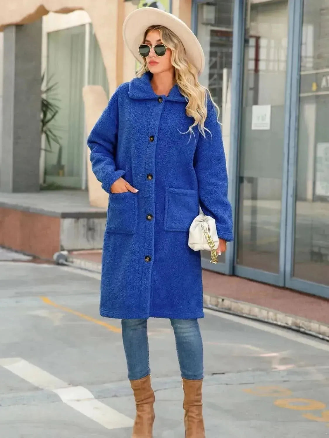 Collared Neck Button Down Coat - Bad Moms Club
