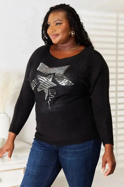 Sequin Graphic Dolman Sleeve Knit Top - Bad Moms Club