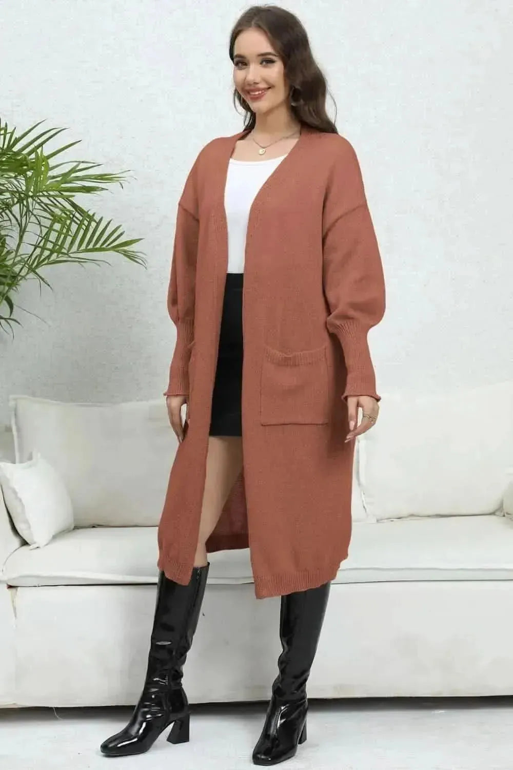 Open Front Dropped Shoulder Cardigan - Bad Moms Club