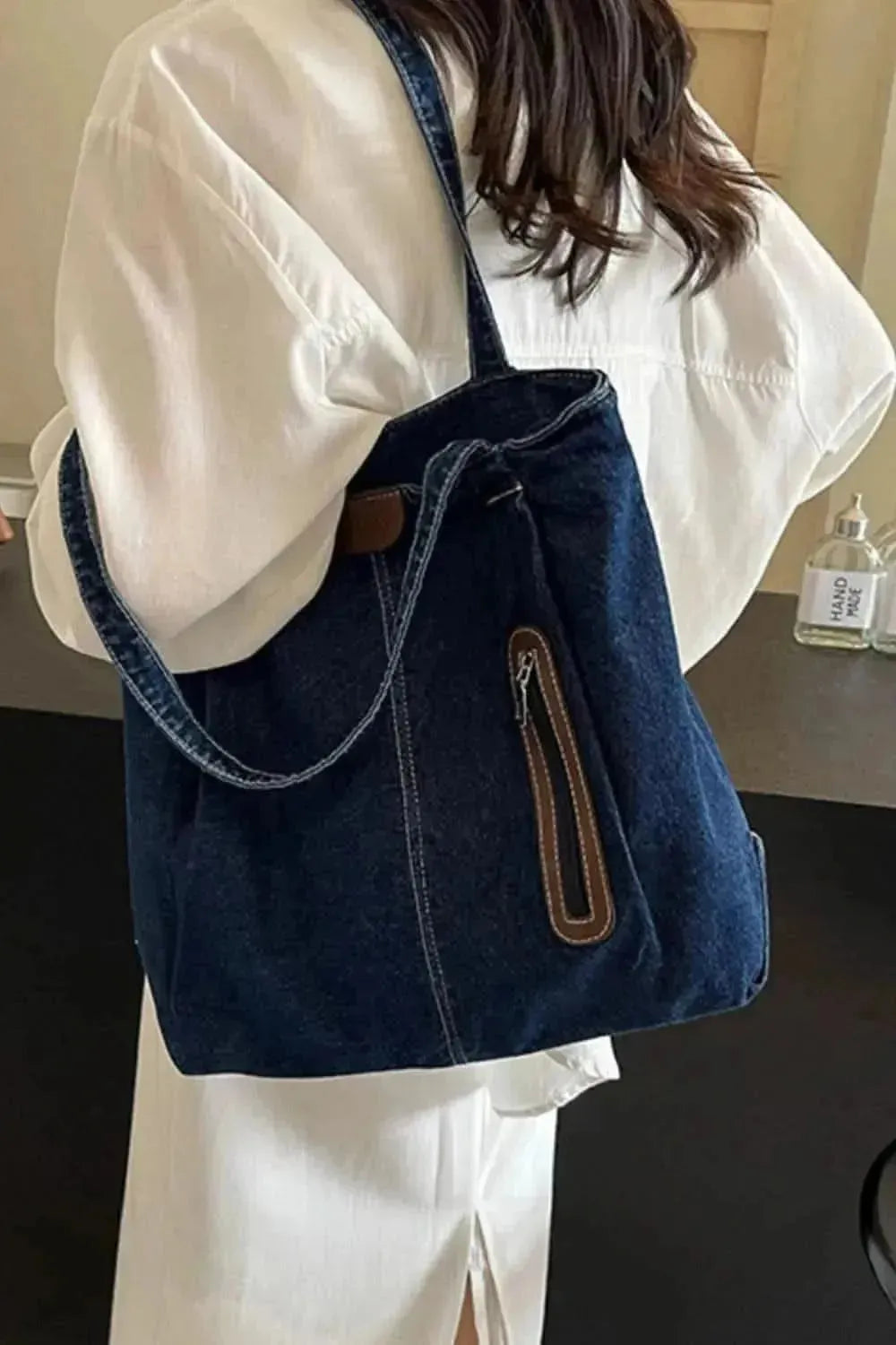 Medium Denim Tote Bag - Bad Moms Club