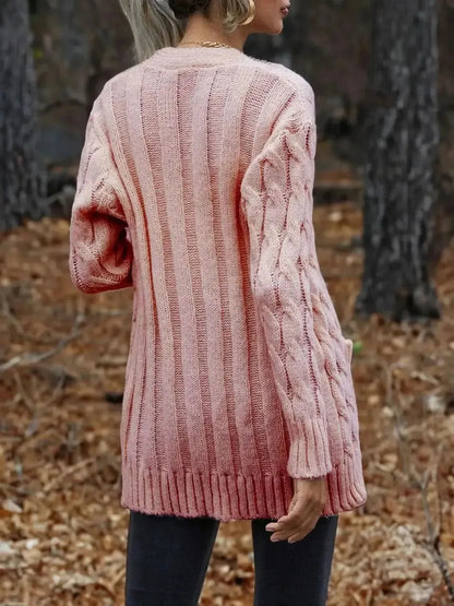 Cable-Knit Button Down Cardigan - Bad Moms Club