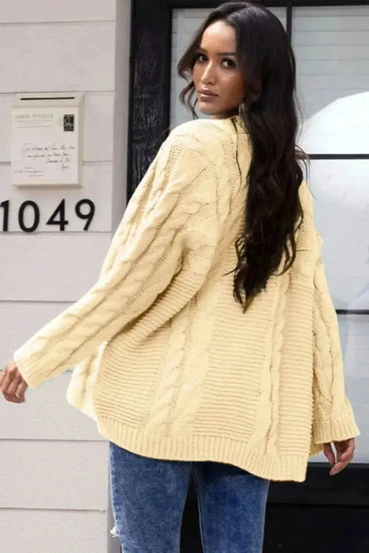 Open Front Cable-Knit Cardigan - Bad Moms Club