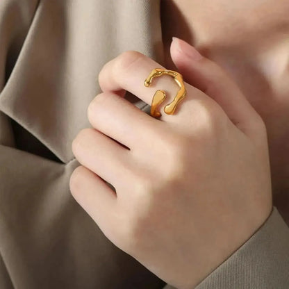 18K Gold-Plated Irregular Open Ring - Bad Moms Club