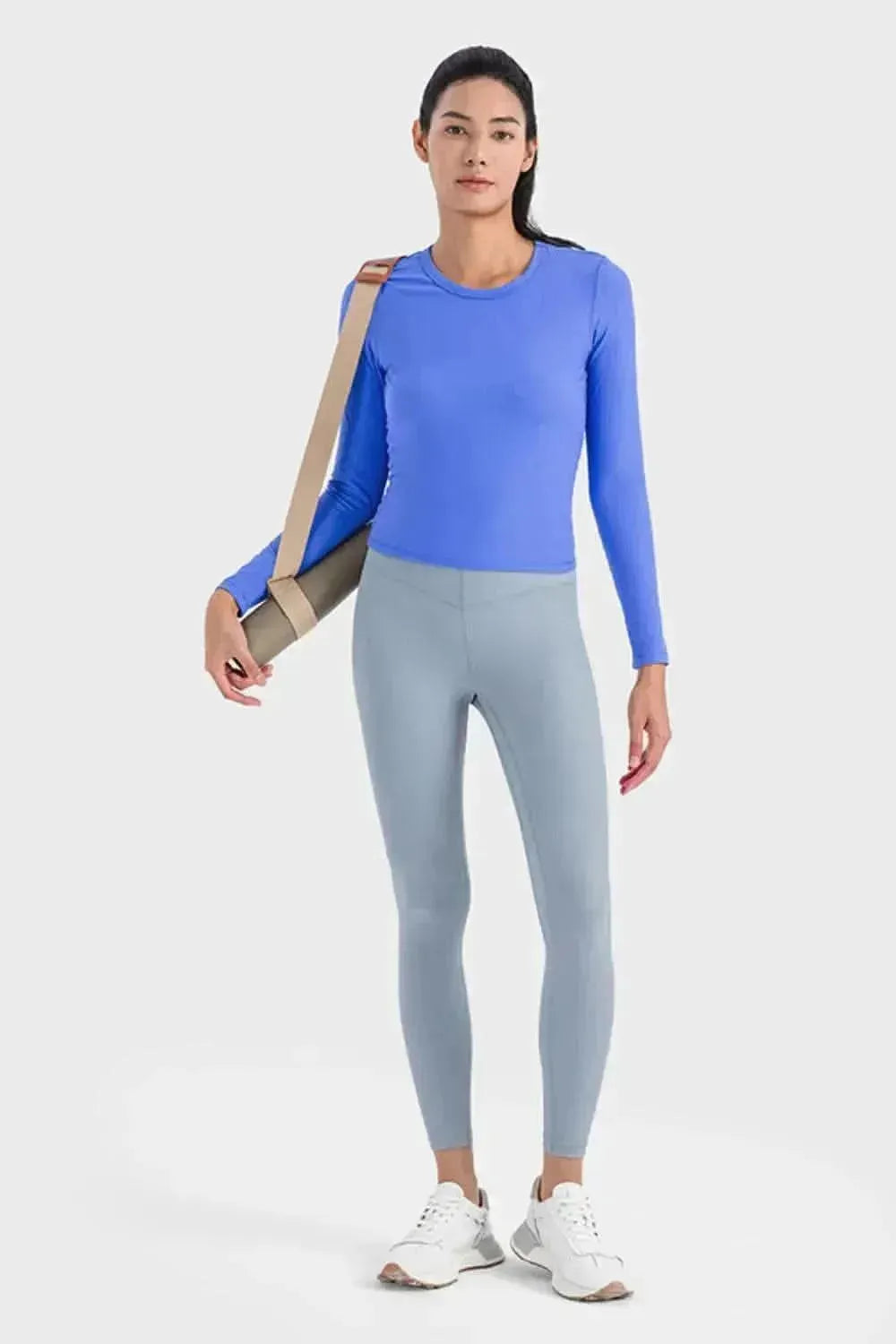 Round Neck Long Sleeve Sports Top - Bad Moms Club