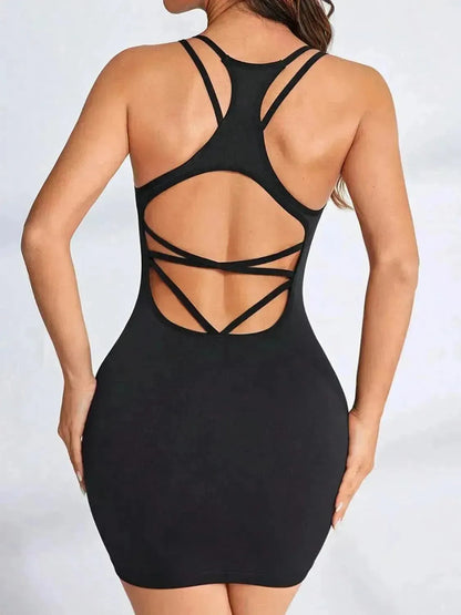 Crisscross Scoop Neck Active Dress - Bad Moms Club