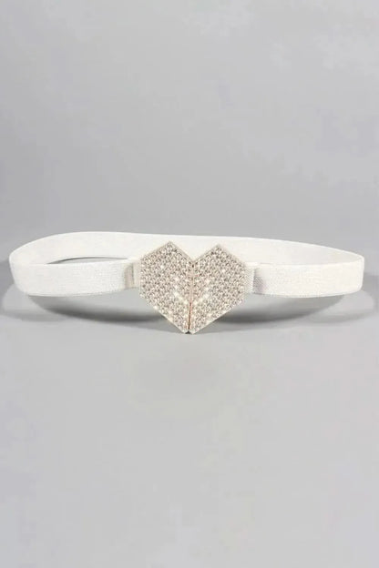 Rhinestone Heart Buckle Elastic Belt - Bad Moms Club