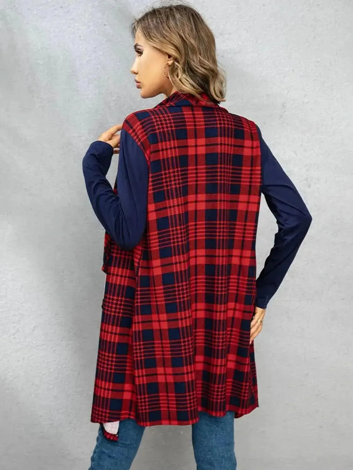 Plaid Open Front Cardigan - Bad Moms Club