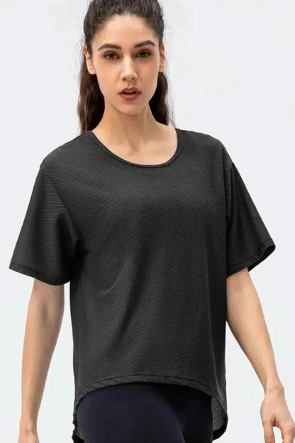 Round Neck Short Sleeve Active Tee - Bad Moms Club