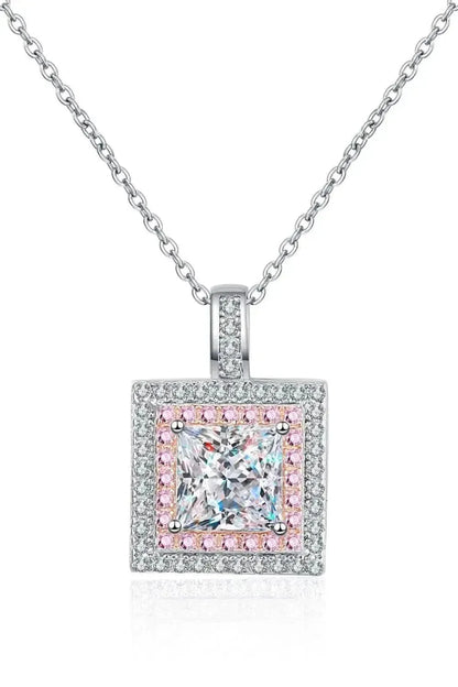 1 Carat Moissanite Square Pendant Chain Necklace - Bad Moms Club