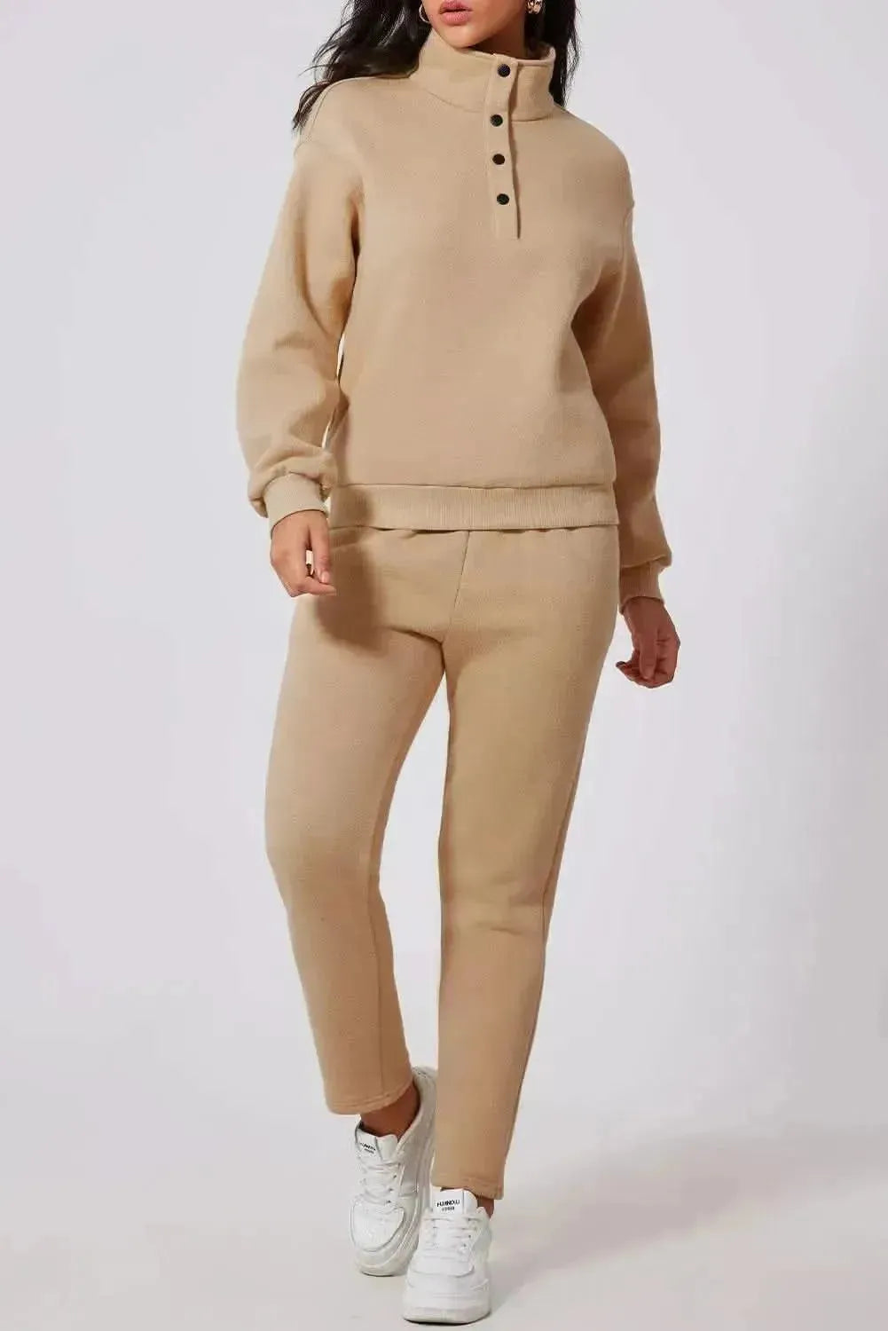 Half Snap Turtleneck Top and Pants Active Set - Bad Moms Club