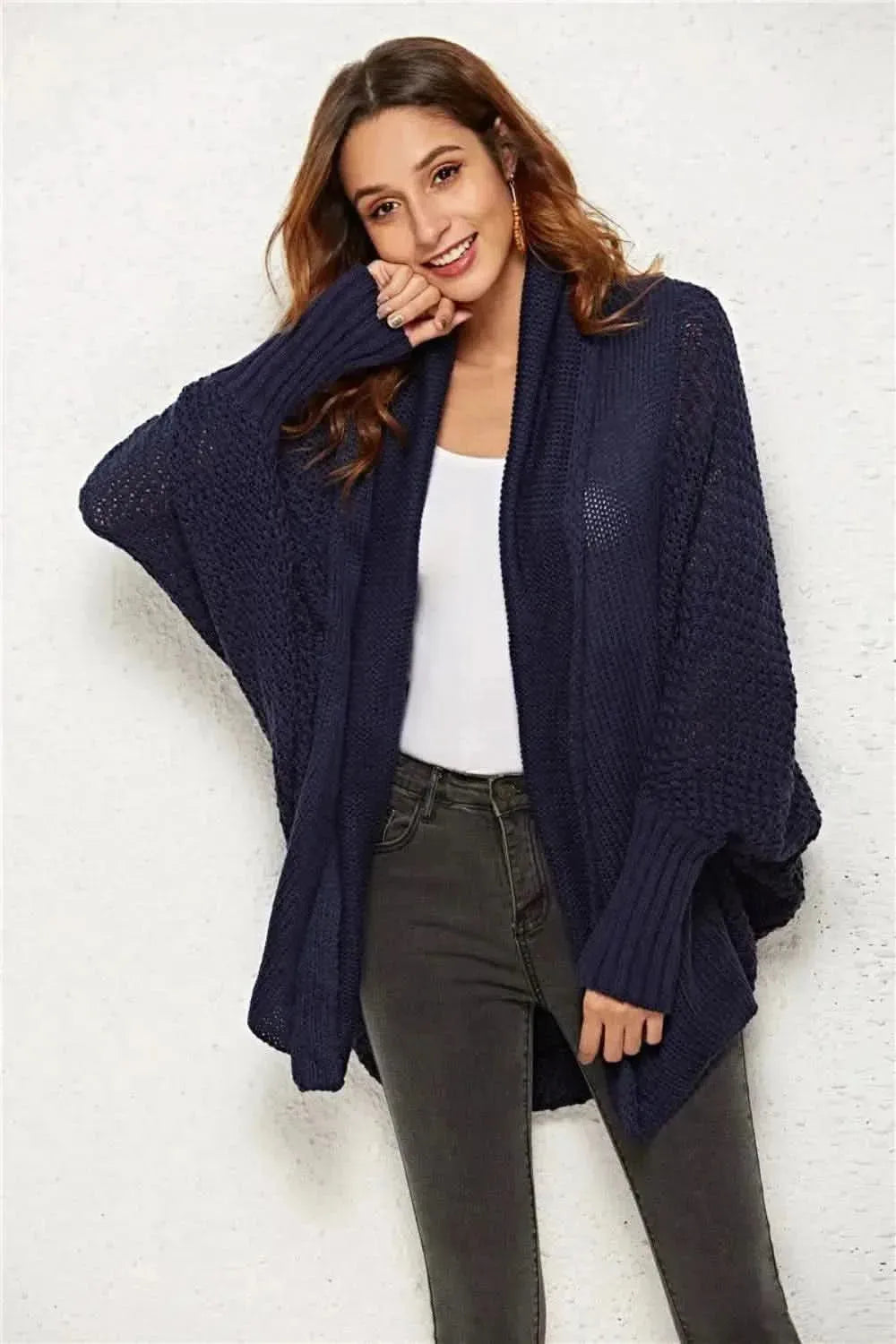 Open Front Batwing Sleeve Cardigan - Bad Moms Club
