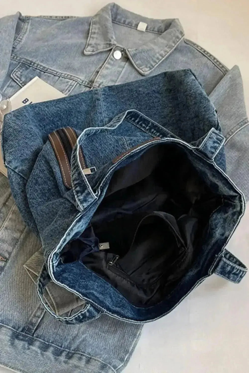 Medium Denim Tote Bag - Bad Moms Club