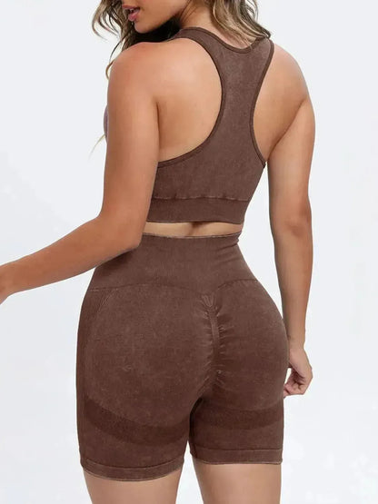 Scoop Neck Wide Strap Top and Shorts Active Set - Bad Moms Club