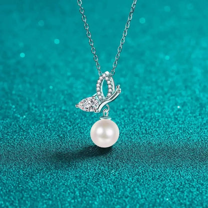 Pearl Pendant Moissanite 925 Sterling Silver Necklace - Bad Moms Club