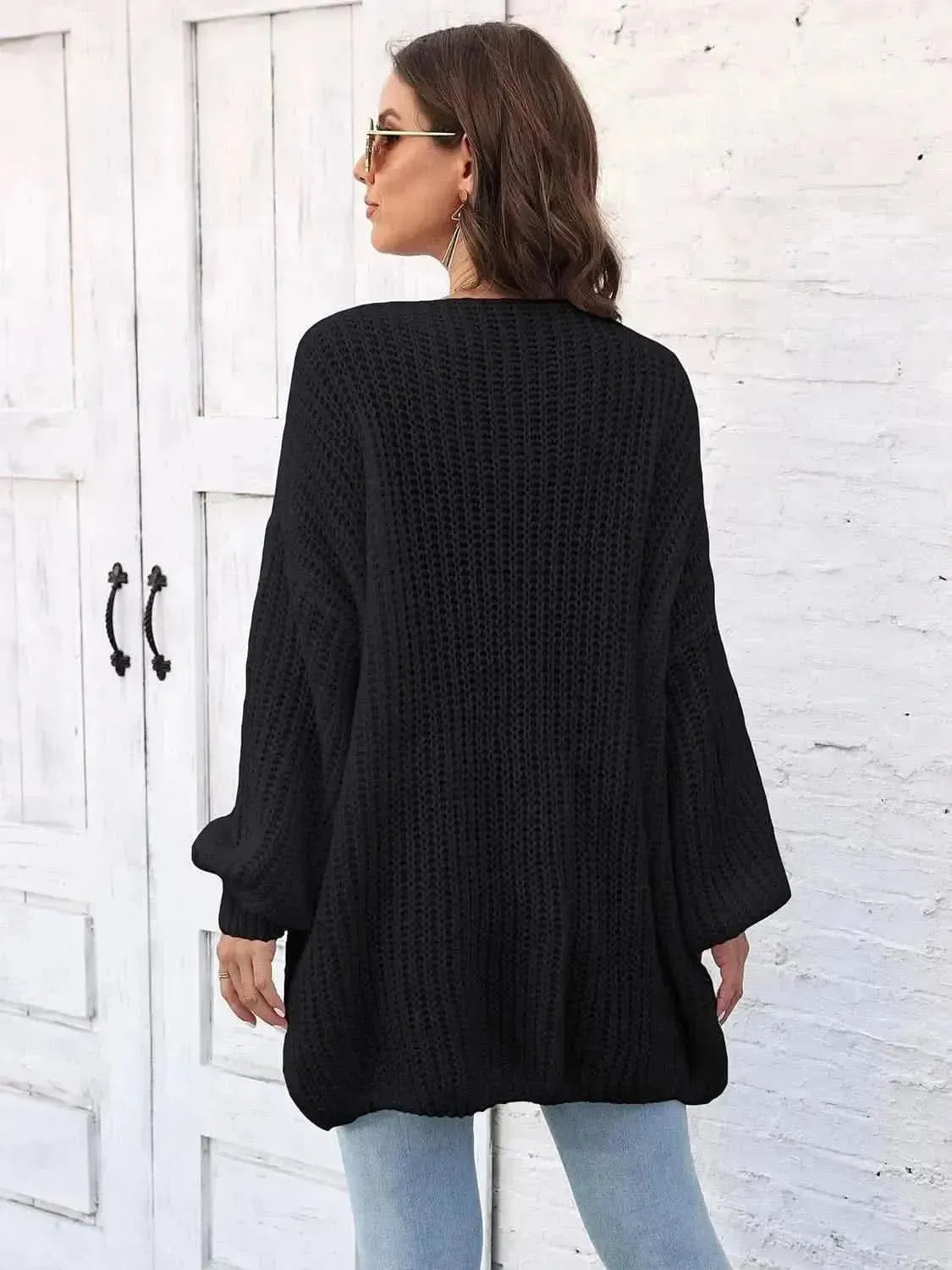 Open Front Dropped Shoulder Longline Cardigan - Bad Moms Club