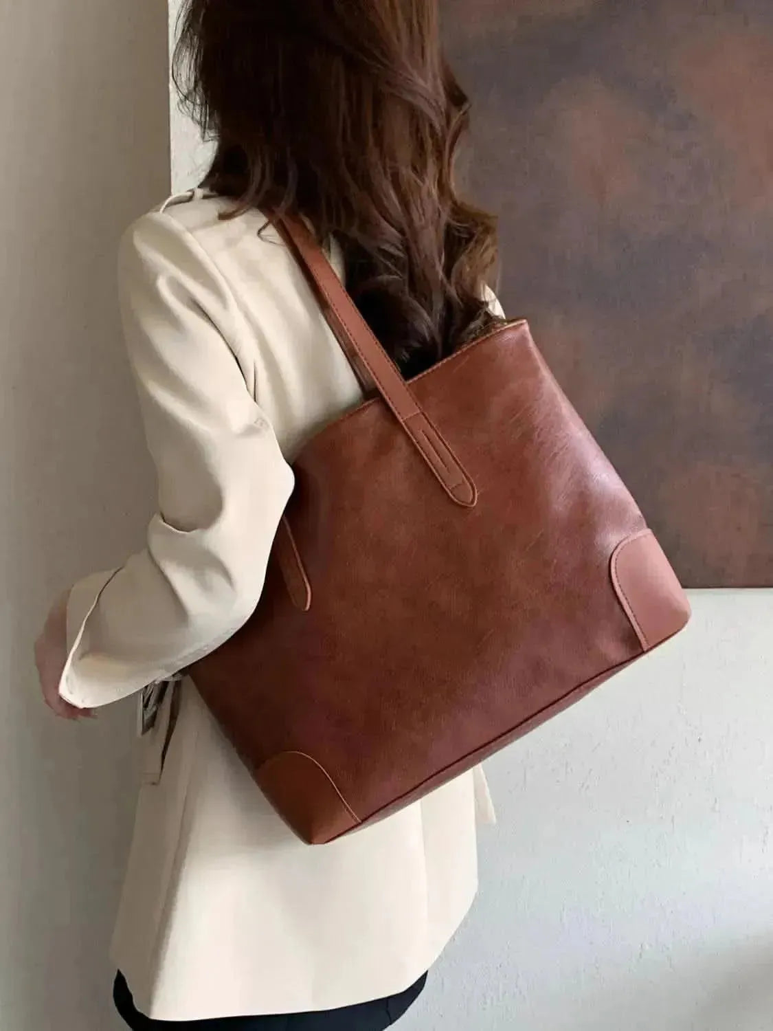 PU Leather Medium Tote Bag - Bad Moms Club