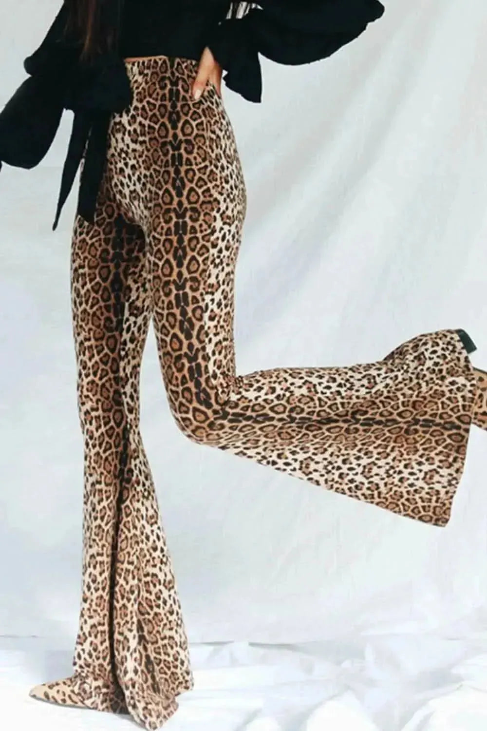 Leopard Print Flare Leg Pants - Bad Moms Club