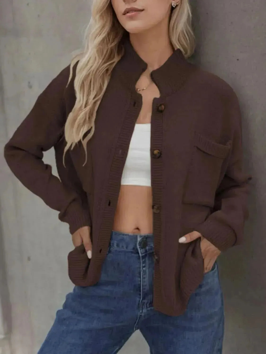Button Up Long Sleeve Cardigan - Bad Moms Club