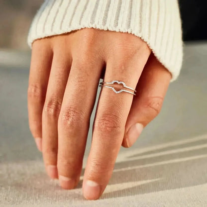 925 Sterling Silver Inlaid Zircon Heart Ring - Bad Moms Club