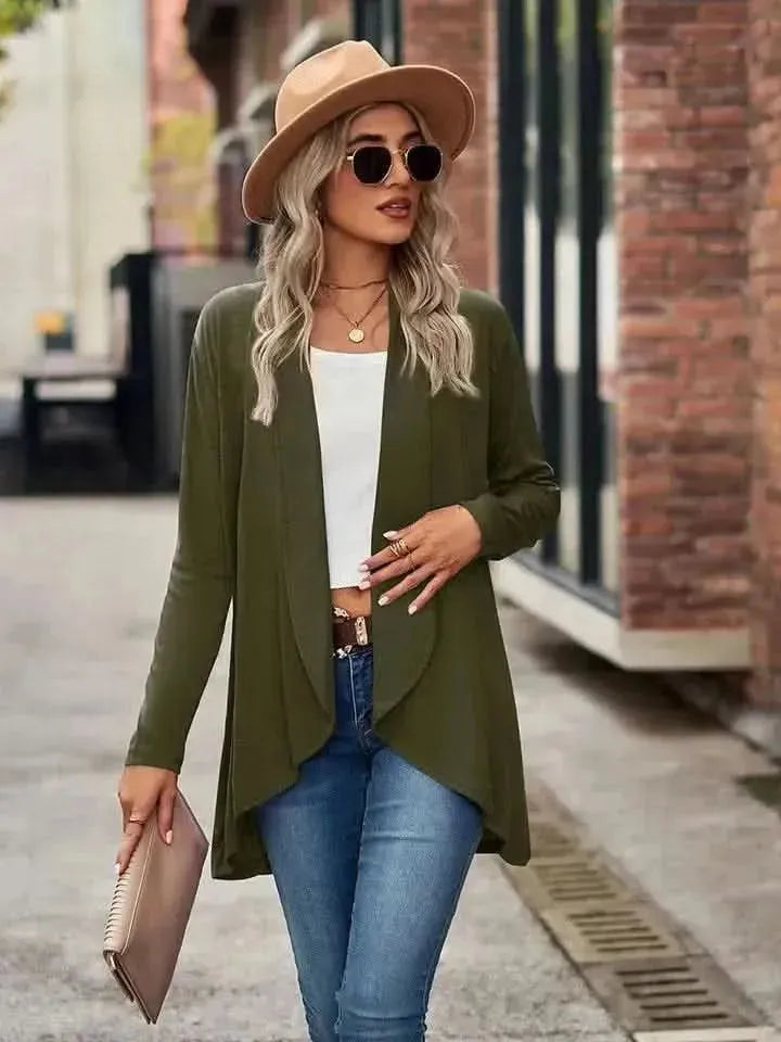 Open Front Long Sleeve Cardigan - Bad Moms Club