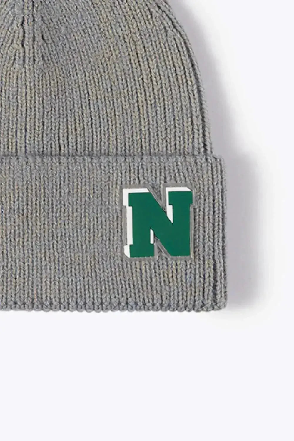 Letter N Patch Cuffed Knit Beanie - Bad Moms Club