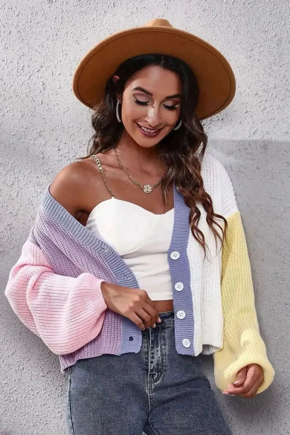 Color Block Ribbed Long Sleeve Cardigan - Bad Moms Club