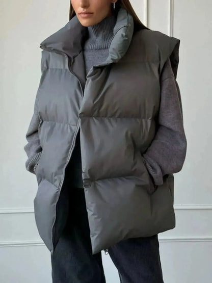 Zip Up Turtleneck Vest Coat - Bad Moms Club