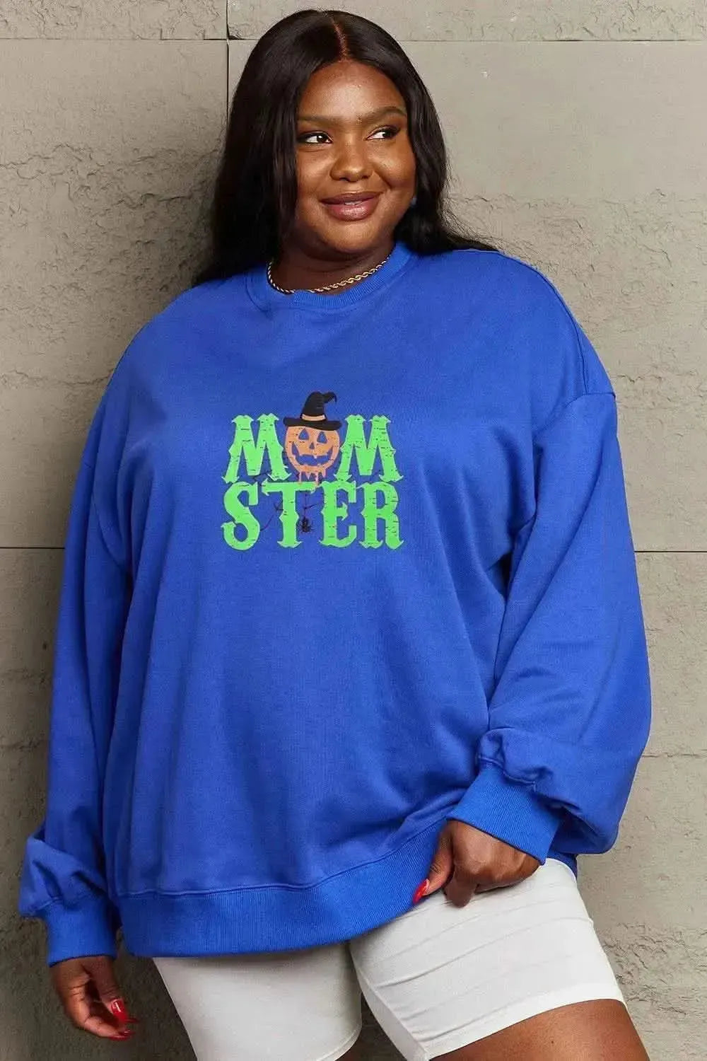 Simply Love Full Size Drop Shoulder Graphic Sweatshirt - Bad Moms Club