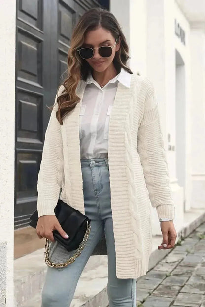 Open Front Cable-Knit Cardigan - Bad Moms Club