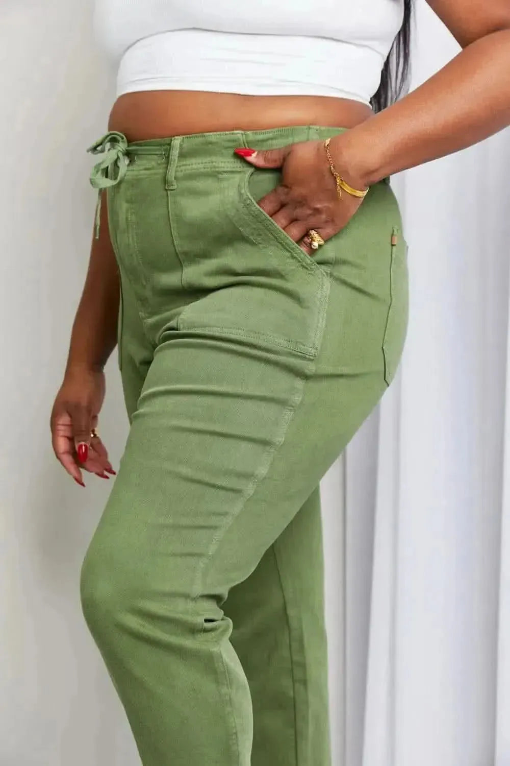 Judy Blue Full Size Drawstring Waist Pocket Jeans - Bad Moms Club