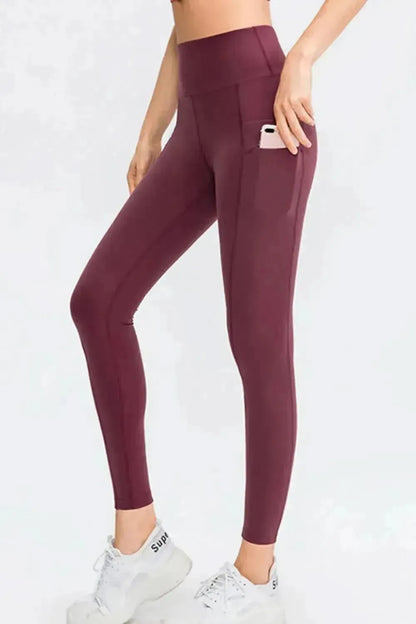 Wide Waistband Slim Fit Long Sports Pants with Pocket - Bad Moms Club