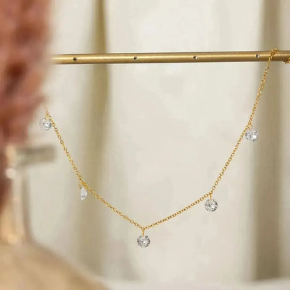 Stainless Steel Rhinestone Charm Necklace - Bad Moms Club