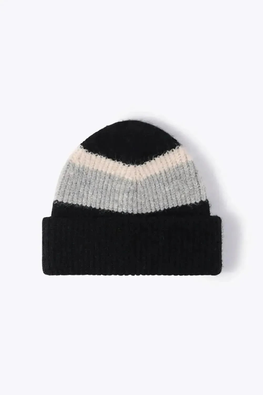 Tricolor Cuffed Knit Beanie - Bad Moms Club