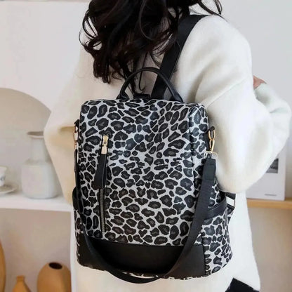 Leopard PU Leather Backpack Bag - Bad Moms Club