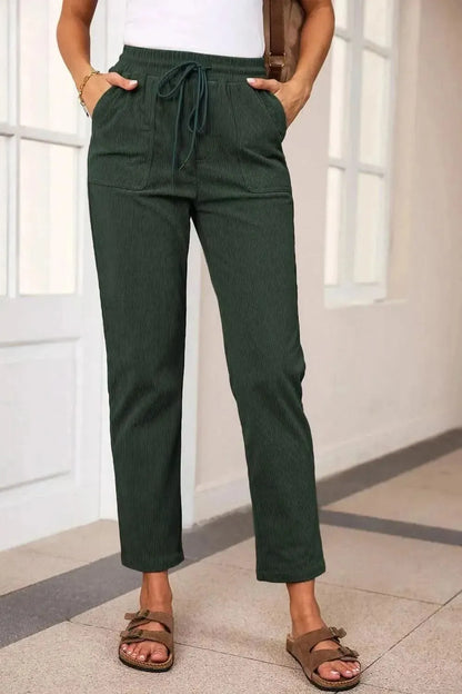 Drawstring Straight Pants with Pockets - Bad Moms Club
