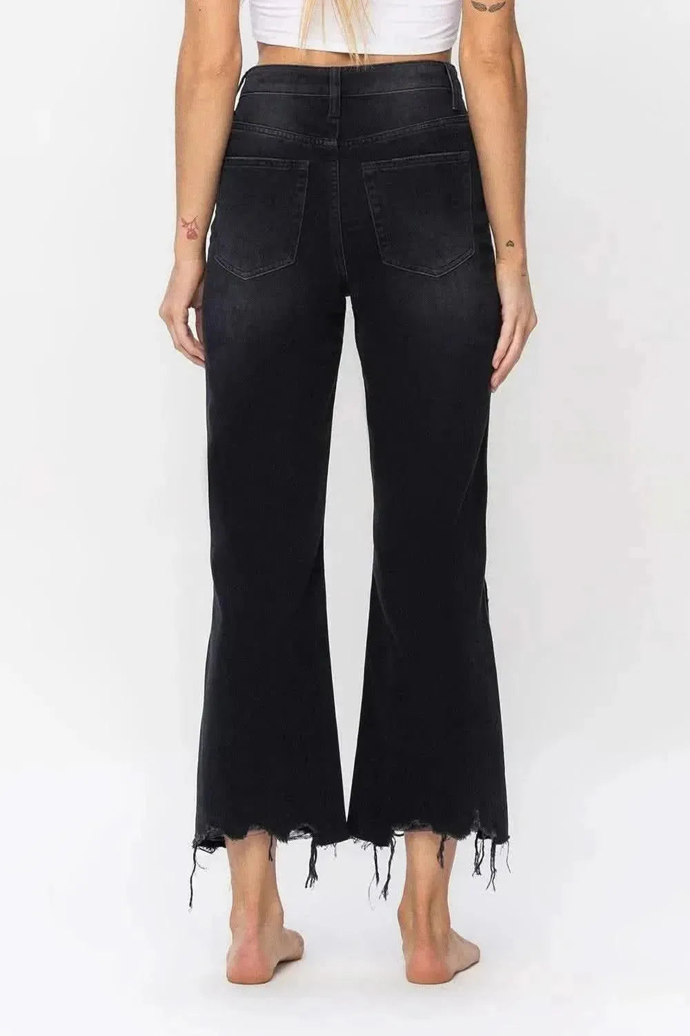 Vervet by Flying Monkey Vintage Ultra High Waist Distressed Crop Flare Jeans - Bad Moms Club