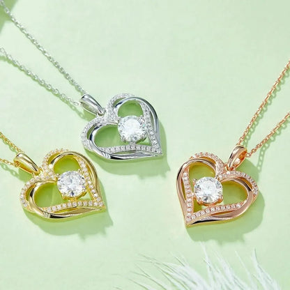 1.2 Carat Moissanite 925 Sterling Silver Heart Necklace - Bad Moms Club