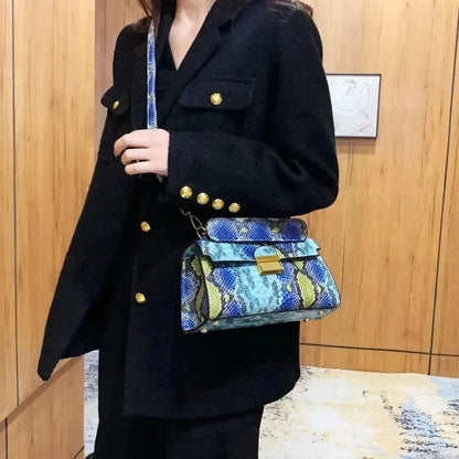 PU Leather Snakeskin Print Crossbody Bag - Bad Moms Club
