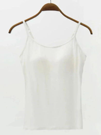 Full Size Adjustable Strap Modal Cami with Bra - Bad Moms Club