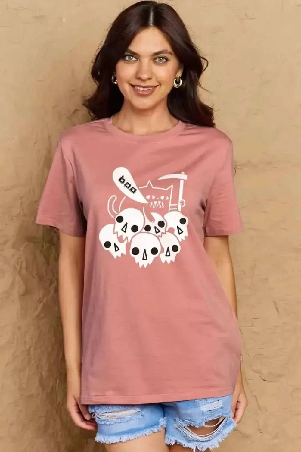 Simply Love Full Size Graphic BOO Cotton T-Shirt - Bad Moms Club